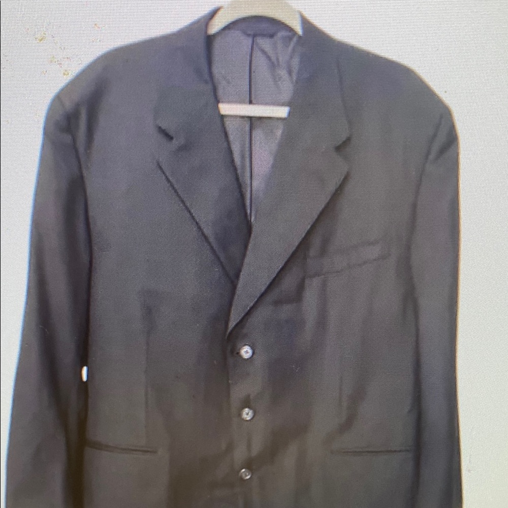 Size XXL David G. Cotugno Mens 2 Button Silk Wool Blazer Jacket Black Stripes